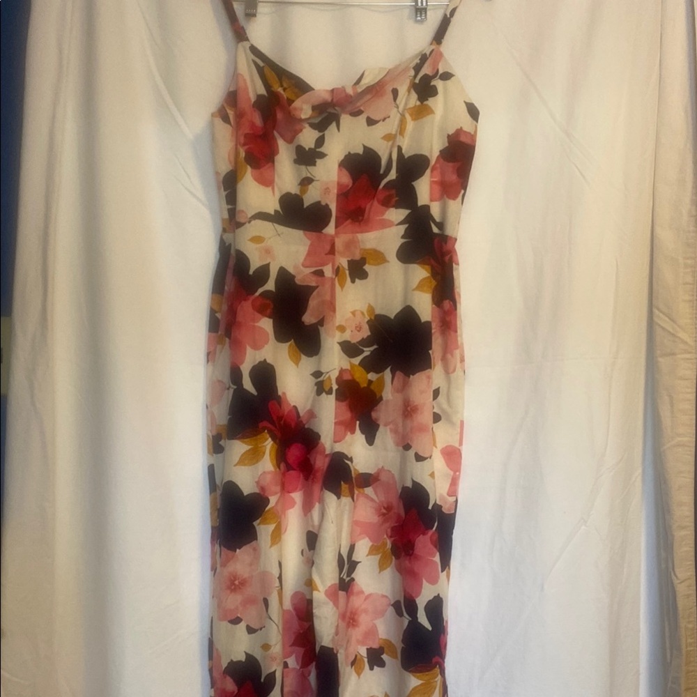 Red and Pink Wide Leg Jumpsuit Spaghetti Strap Sundress